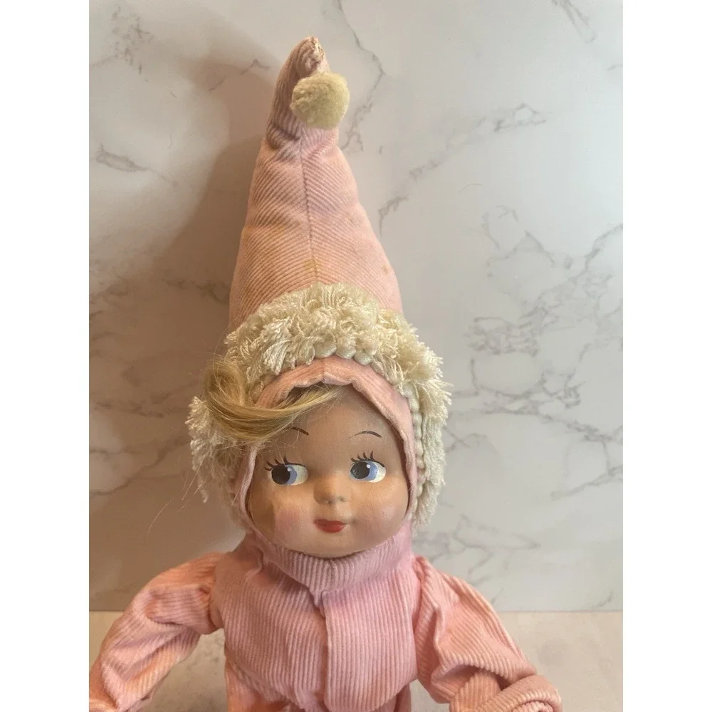 Vintage Pink Plastic Face Bendable Pixie Girl Doll 22" - Picture 3 of 12